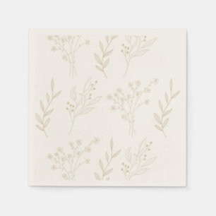 Beige Floral Boho Wedding Napkins
