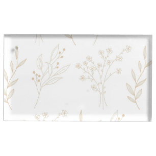 Beige Floral Boho Wedding Place Card Holder