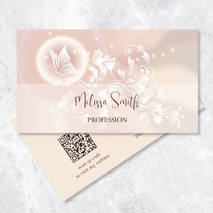 Beige Floral Butterfly Fantasy Business Card