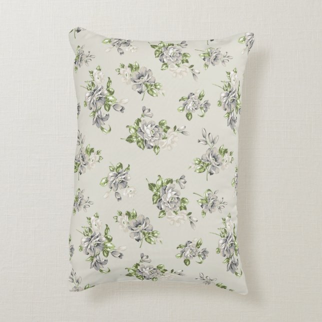 Beige Floral Decorative Pillow Cover – Elegant  (Back(Vertical))