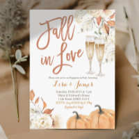 Beige Floral Fall In Love Autumn Engagement Party Invitation