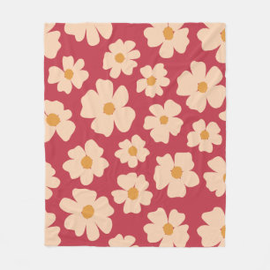 Beige Floral Fleece Blanket
