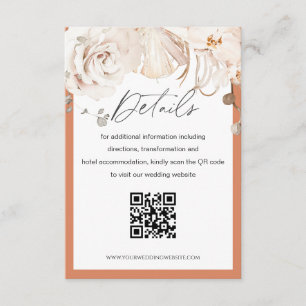 Beige floral garden wedding QR code detail card