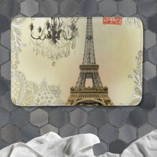 beige floral lace chandelier paris eiffel tower bath mat