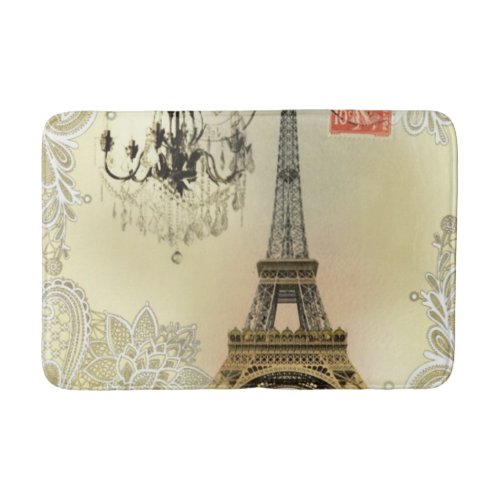 beige floral lace chandelier paris eiffel tower bath mat