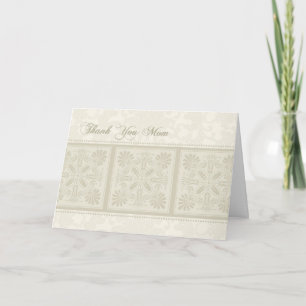 Beige Floral Mom Wedding Day Thank You Card