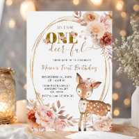 Beige Floral One Deer Ful Girl First Birthday
