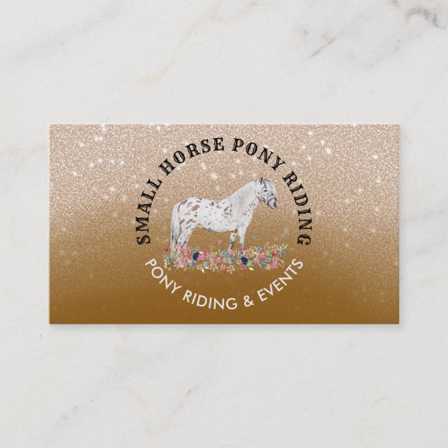 Beige Floral Pony Equestrian Trainer Horse brown Business Card