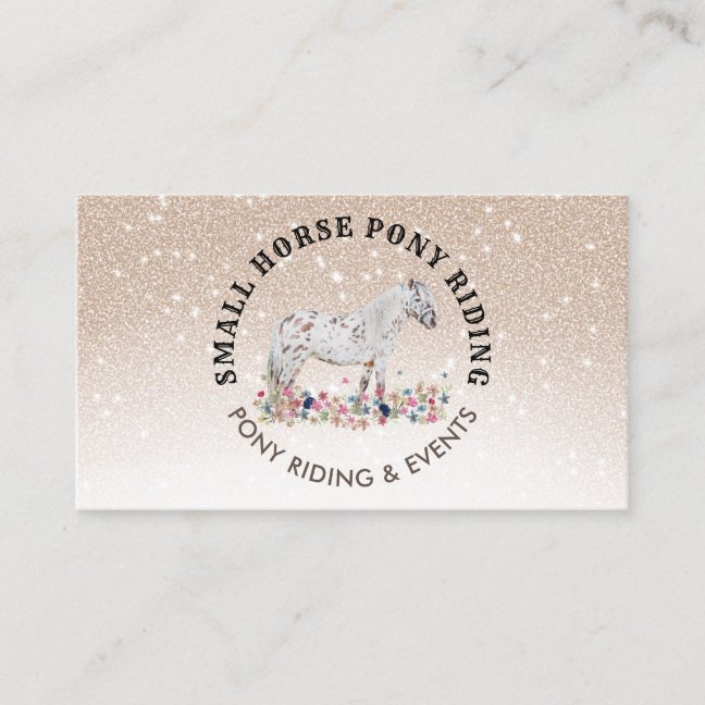 Beige Floral Pony Equestrian Trainer Horse Business Card