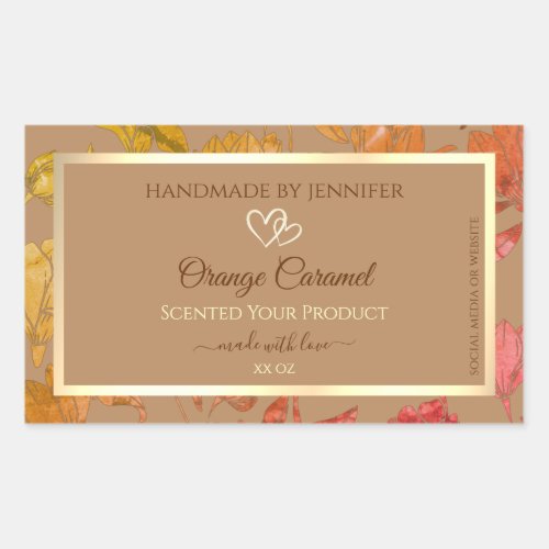 Beige Floral Product Packaging Labels with Hearts