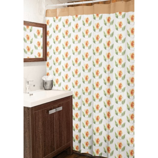 Beige Floral Shower Curtain (Creator Uploaded)