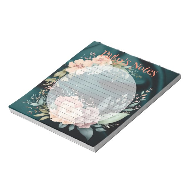 Beige Floral Watercolor Personalized Notepad (Rotated)