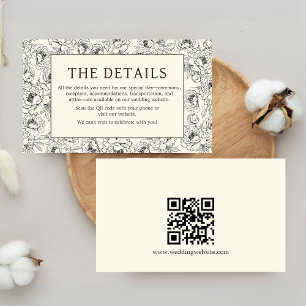 Beige Floral Wedding Details Card