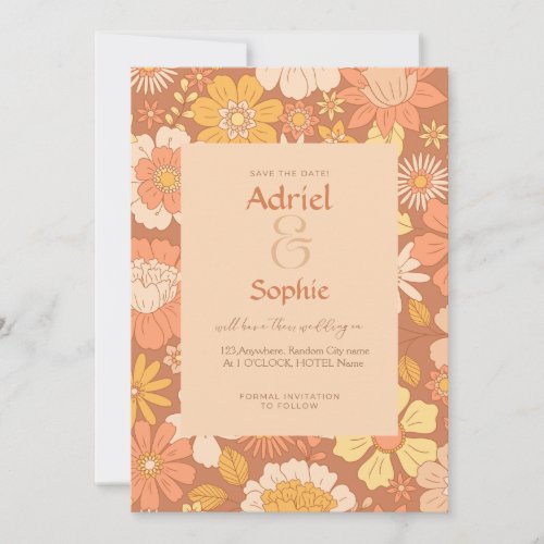 Beige Floral Wedding Invitation