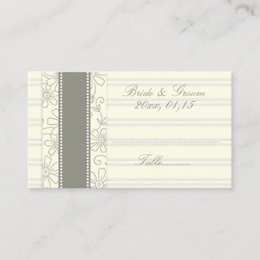 Customizable Beige Floral Wedding Table Place Setting Cards Business Cards