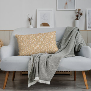 Beige Flower Bohemian Neutral Tropical Summer Lumbar Pillow