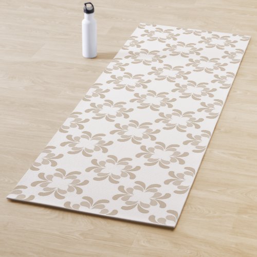 beige flower yoga mat