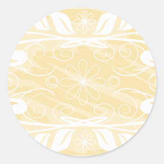 beige flowers classic round sticker