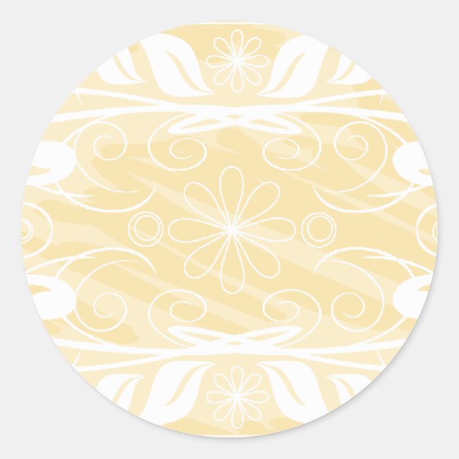 beige flowers classic round sticker (Front)