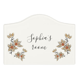 Beige flowers door sign