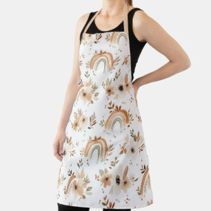 Beige Flowers, Foliage and Rainbows Apron
