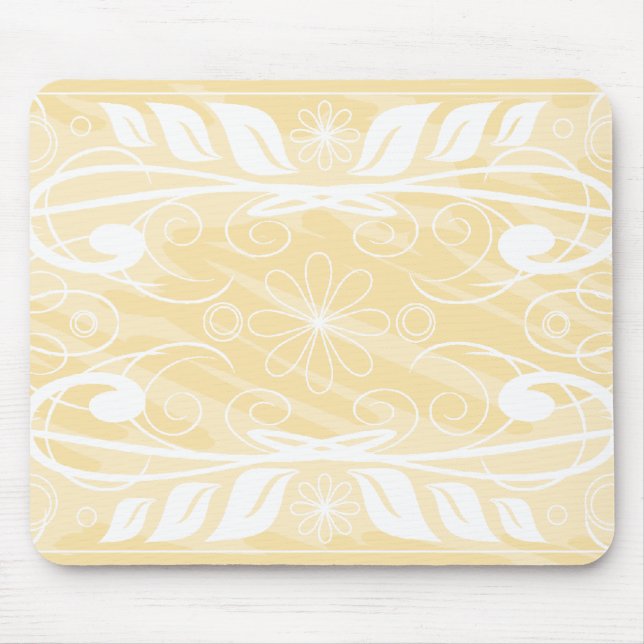 beige flowers mouse pad (Front)