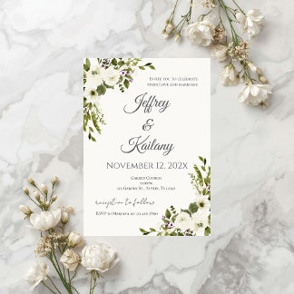Beige Flowers Wedding Invitation