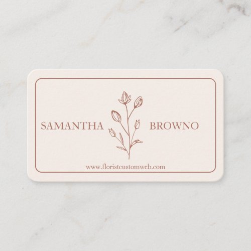 Beige Framed Flower Business Card