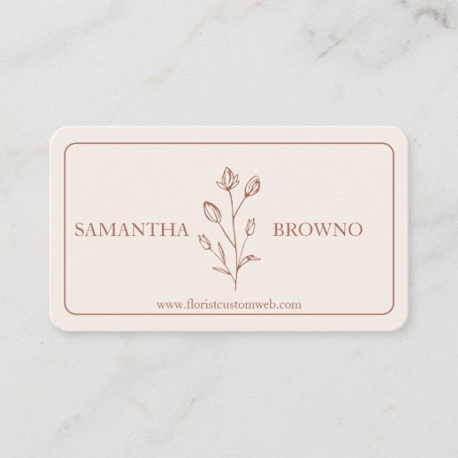 Customizable Beige Framed Flower Business Card
