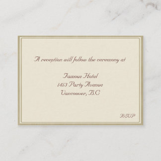 Beige Framed RSVP Reception Card