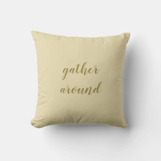 beige gather around fall throw pillow
