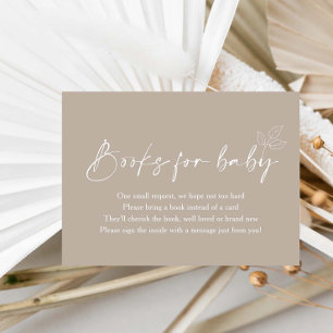 Beige Gender Neutral Baby Shower Books For Baby  Enclosure Card