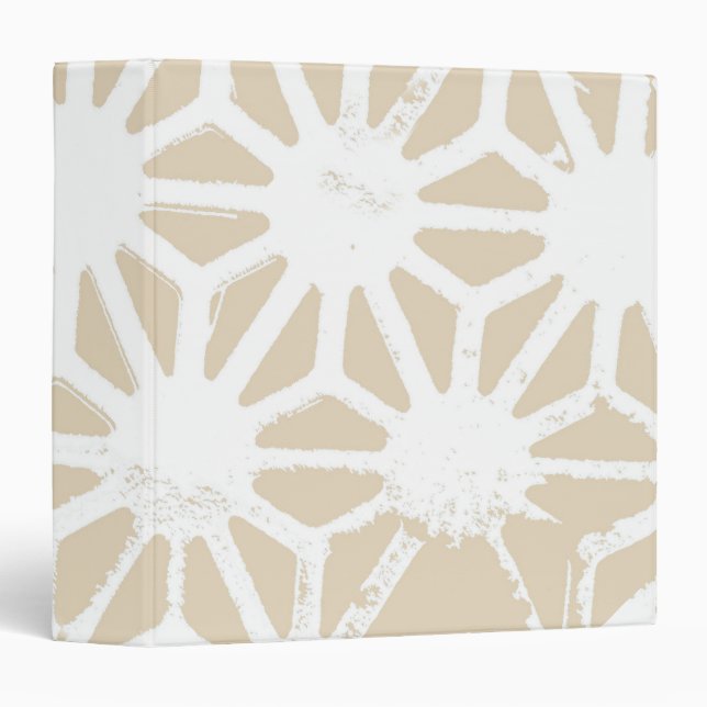 Beige geometric pattern 3 ring binder (Front/Spine)