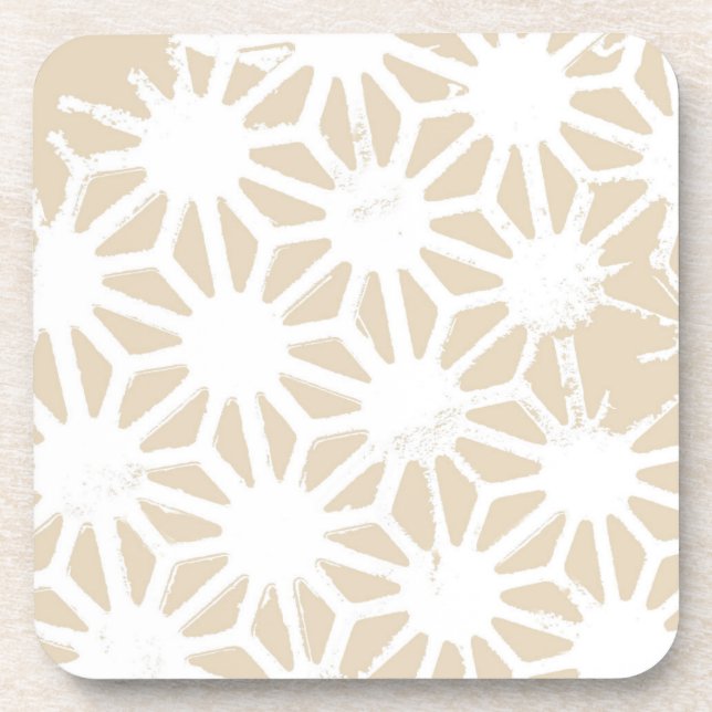 Beige geometric pattern beverage coaster (Front)