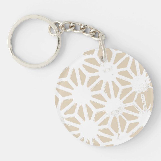 Beige geometric pattern keychain (Front)