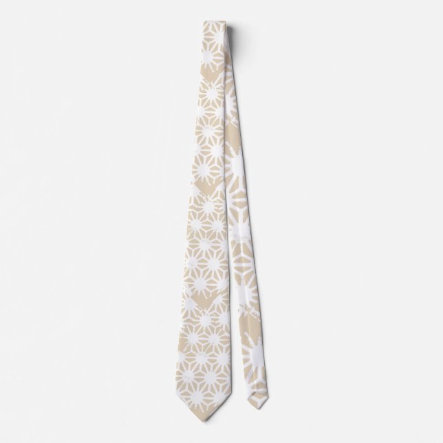 Beige geometric pattern neck tie (Front)