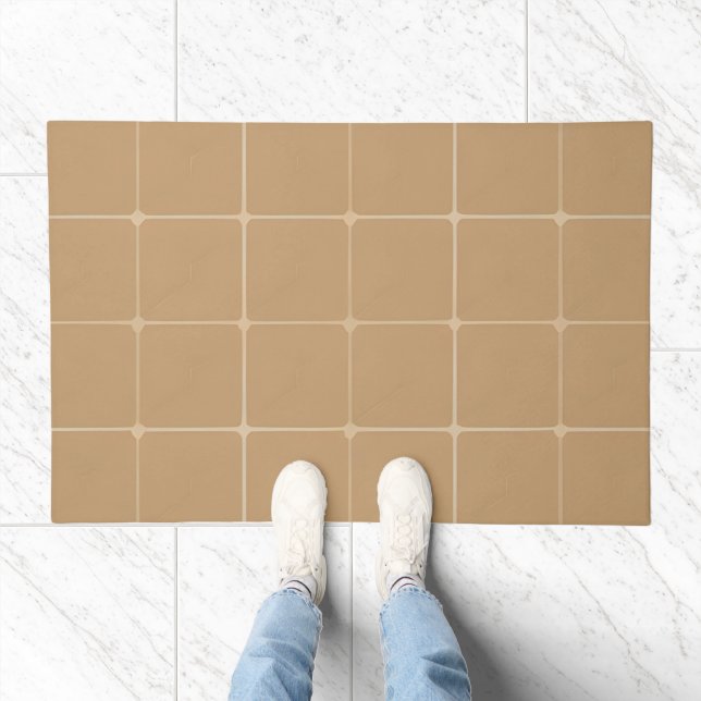 Beige Geometric Tile Design Background Doormat (Indoor)