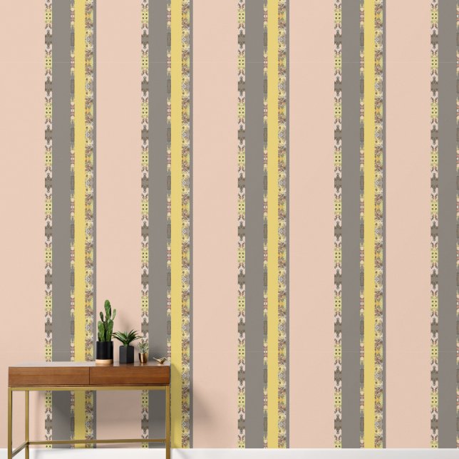 beige geometric wallpaper  (Hallway)