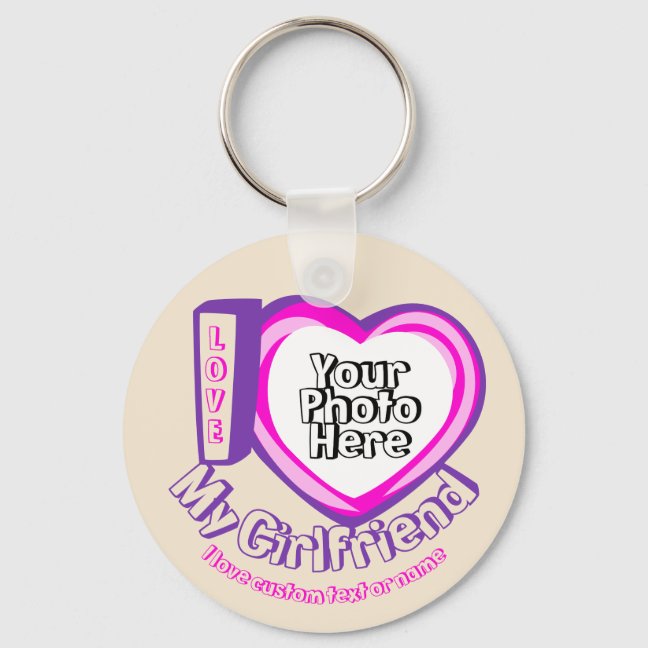Beige Gift I love My Girlfriend Birthday Keychain