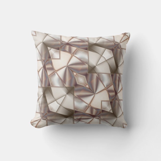 Beige gigantic silky flower, virtual weird drawing throw pillow (Front)