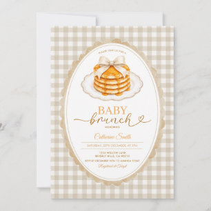 Beige Gingham Baby Brunch Baby Shower Invitation