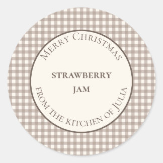 Beige gingham food labels for homemade gifts