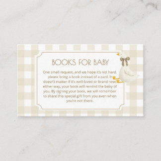Beige Gingham Little Goose Books for Baby Enclosure Card