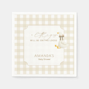 Beige Gingham Little Goose Books for Baby Napkins