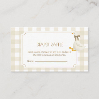Beige Gingham Little Goose Diaper Raffle Enclosure Card