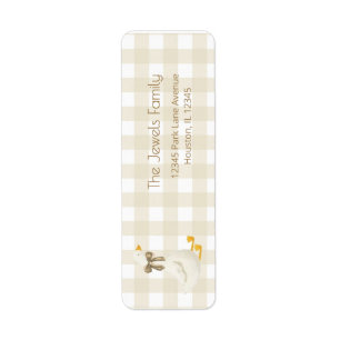 Beige Gingham Little Goose Return Address Label