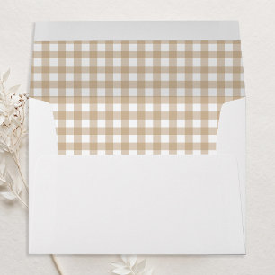 Beige Gingham Plaid Envelope