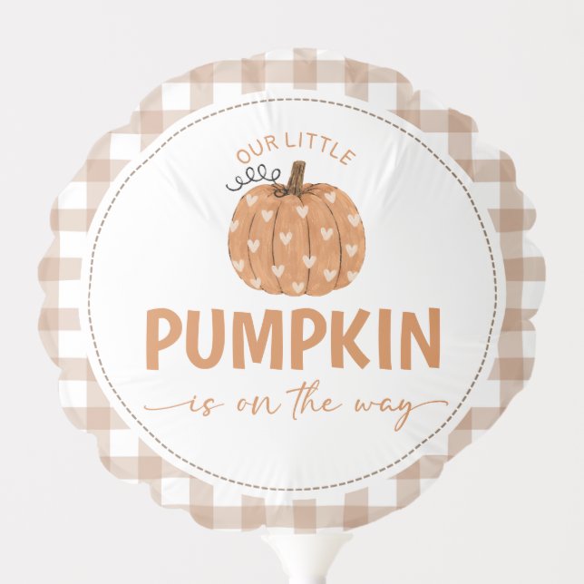 Beige Gingham Pumpkin Party Balloon Decor (Front)