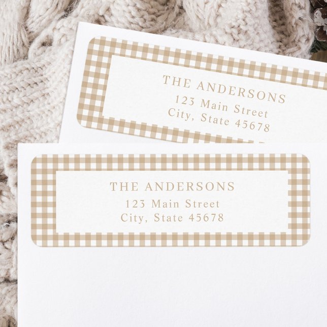 Beige Gingham Return Address Label (Creator Uploaded)
