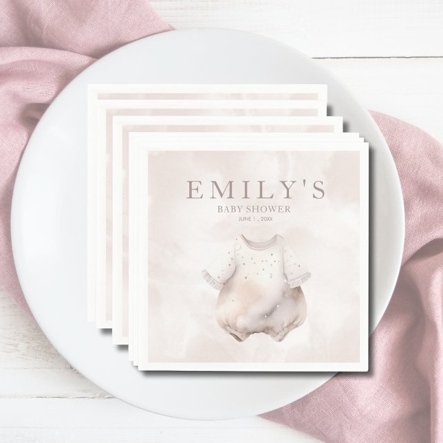 Beige Girl Baby Shower Paper  Napkins (Creator Uploaded)